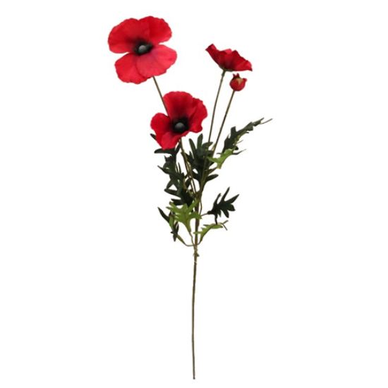 Artificial Red Poppy Spray - 77cm
