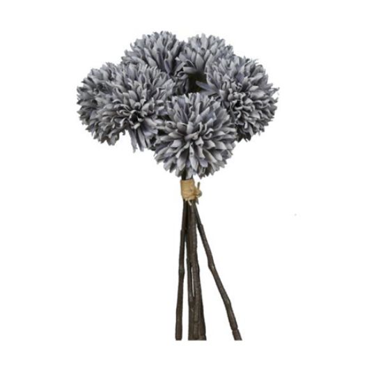Artificial Pom Pom Bunch 22cm - Grey