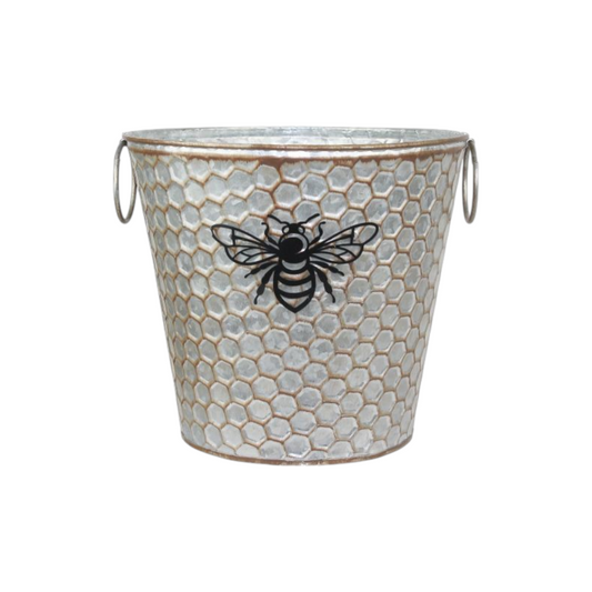 Bee Design Tin Pail Planter - 16cm