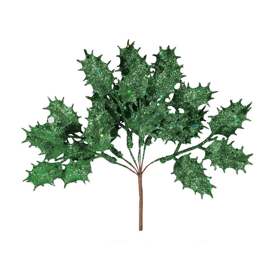 Artificial Candyland Green Holly Glitter Pick H20 cm