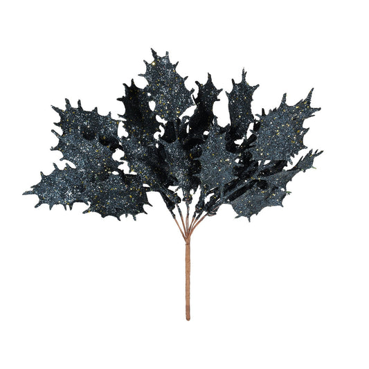Artificial Navy Holly Glitter Pick H20 cm