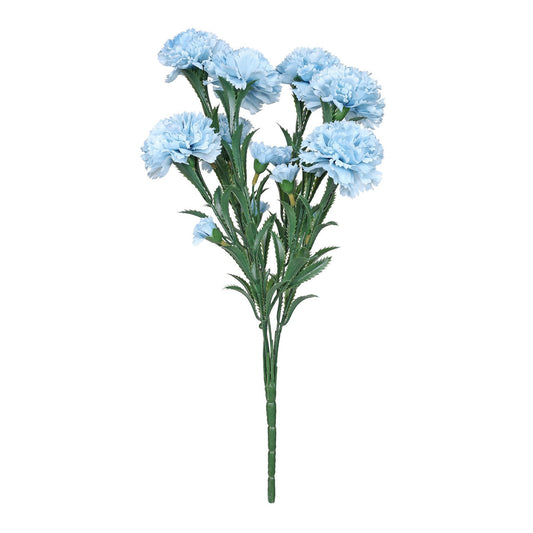 Artificial Light Blue Carnation Bunch 38cm