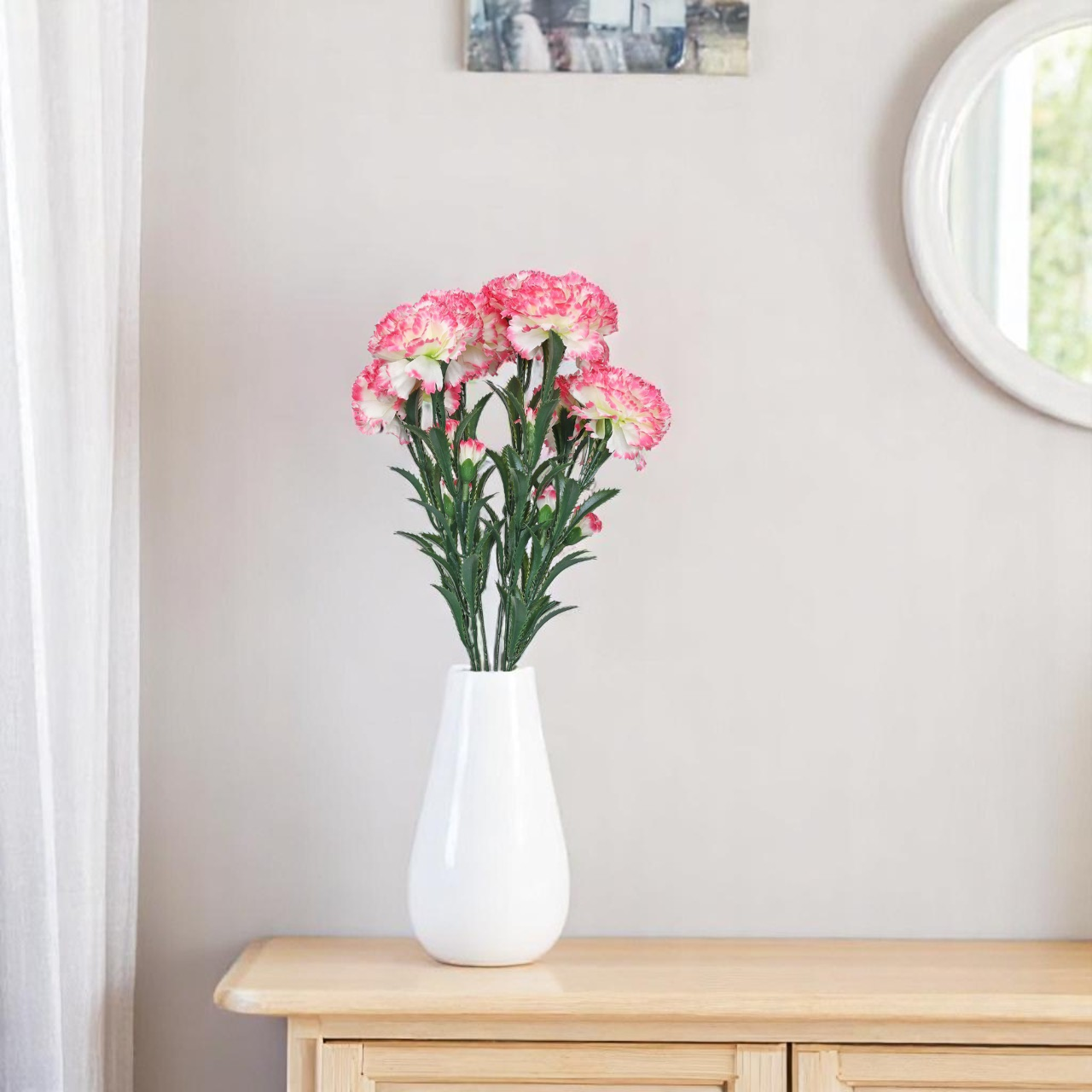 Artificial Pink Carnation Bunch 38cm