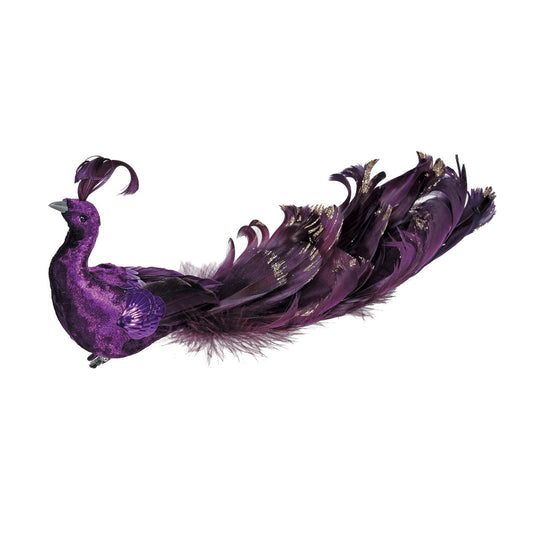 Clip On Purple Velvet Peacock