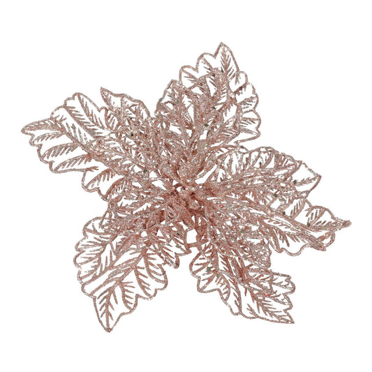 Pink Glitter Poinsettia with Clip
