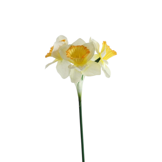 Artificial Mini Silk Daffodil Stem With 3 Heads