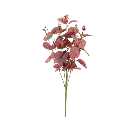Artificial Red Silk Eucalyptus Bush 35cm