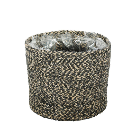 Rustic Jute Rope Basket - Natural & Black - (W22 x H19cm)