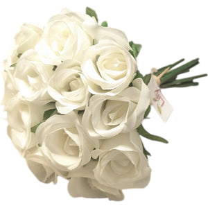 Artificial Ivory Rose Bouquet - 13 Stems