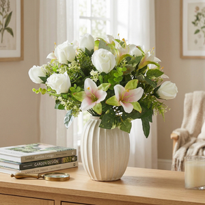 Artificial Cream Mixed Rose Bunch Bouquet 38cm