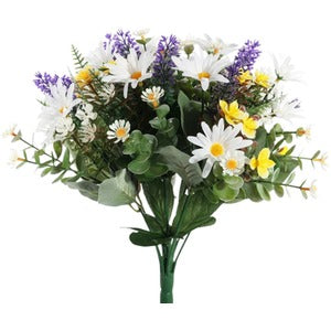 White Wild Daisy Bush With 12 Stems 34cm