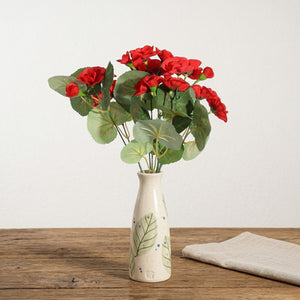 Artificial Red Geranium Bush 7 Stems 30cm
