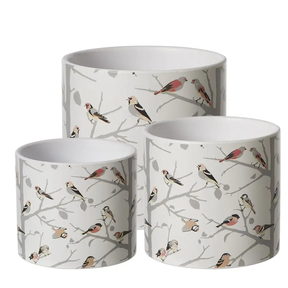 Ceramic Bird Print Pot - 10.5cm