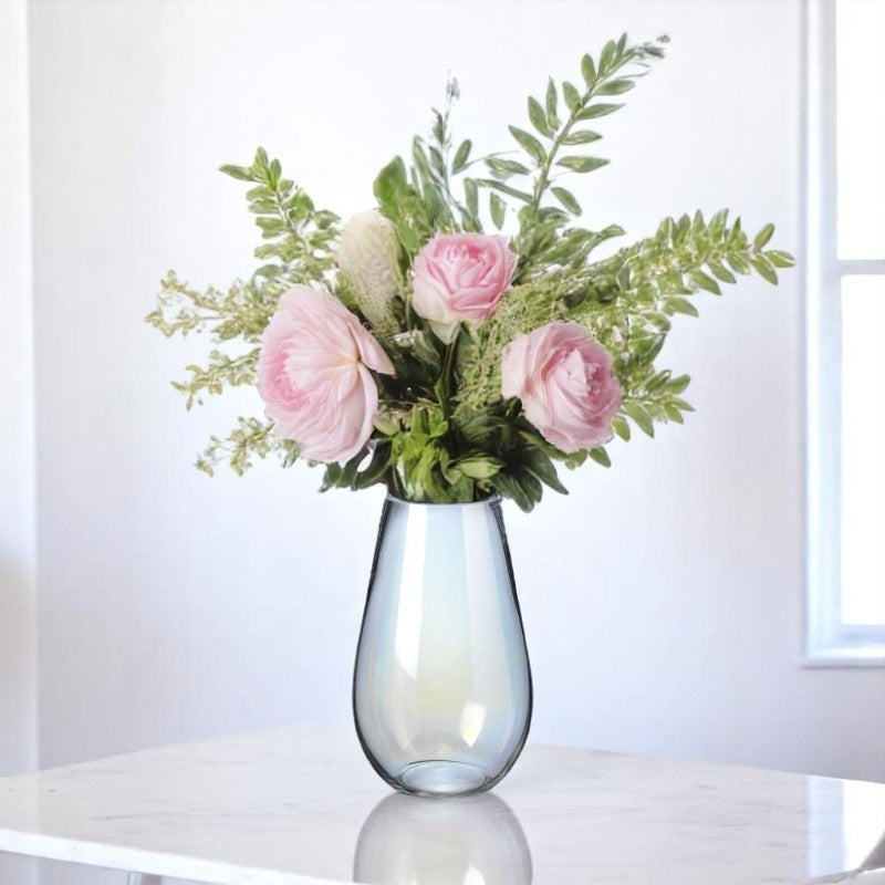Luminous Pearl Finish Glass Vase - H25cm