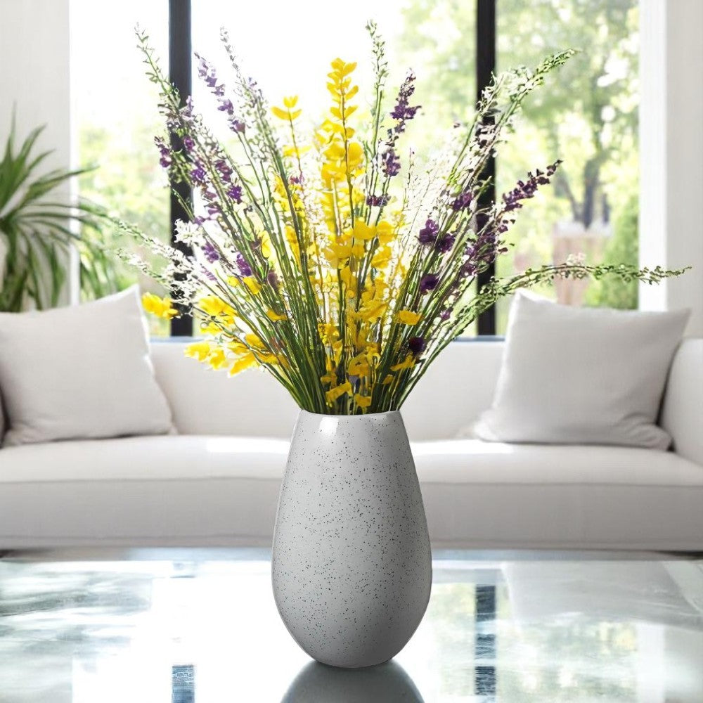 Ceramic Speckled Round Vase - Grey