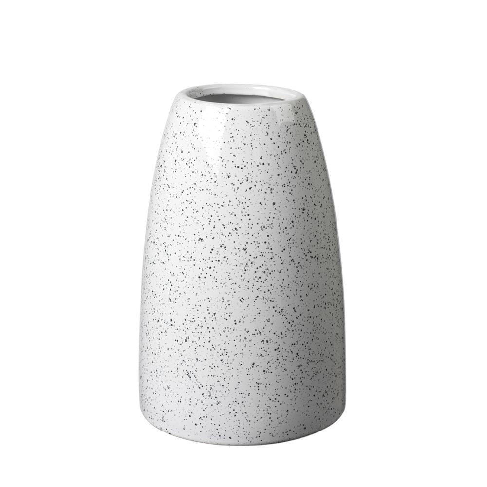 Ceramic Speckled Cylinder Vase - White