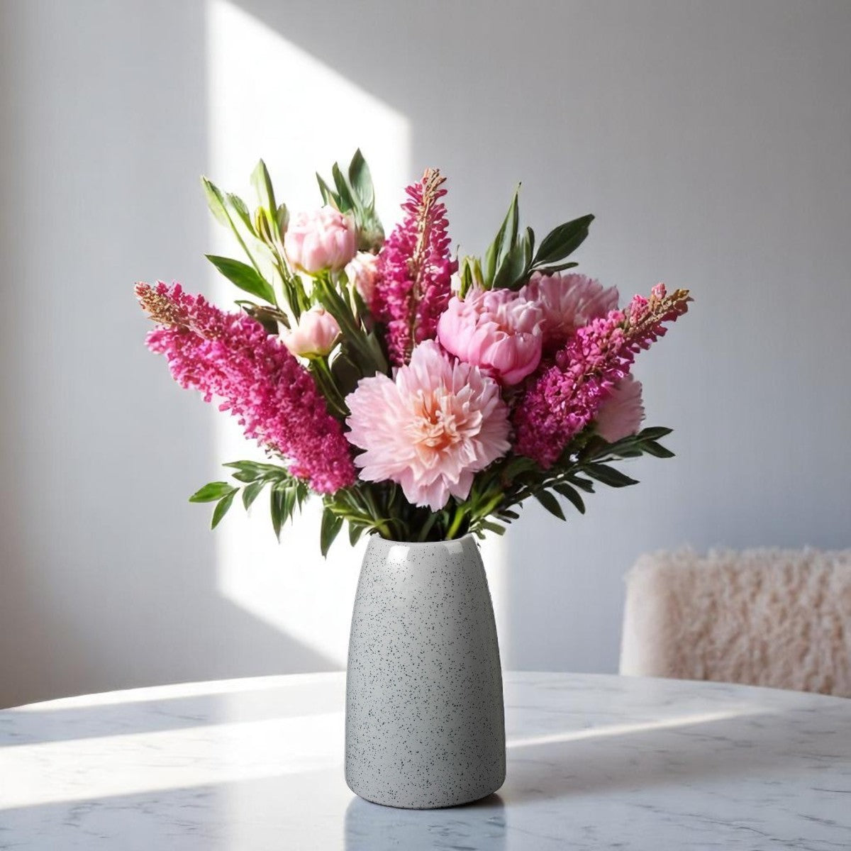 Ceramic Speckled Cylinder Vase - Grey