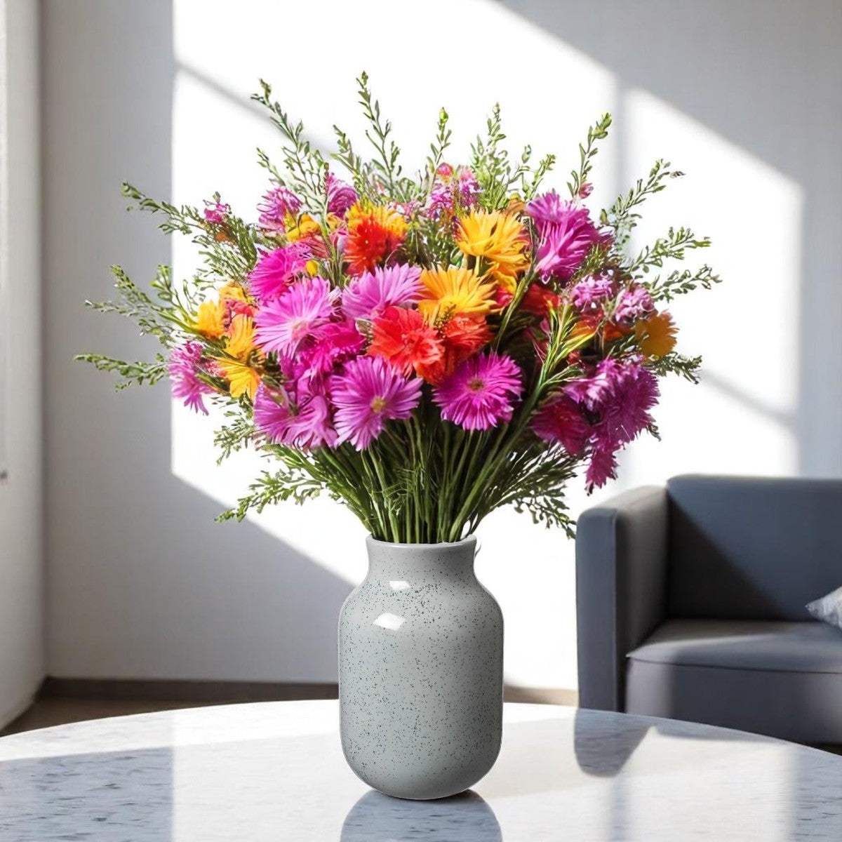 Ceramic Speckled Urn Vase - Grey