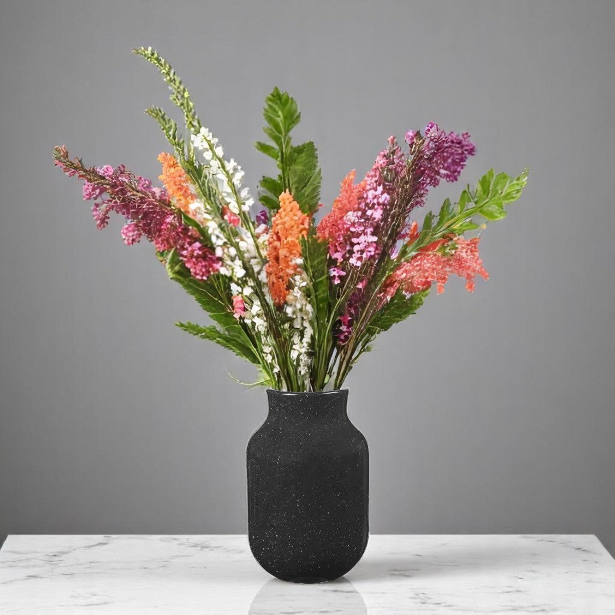 Ceramic Speckled Urn Vase - Black