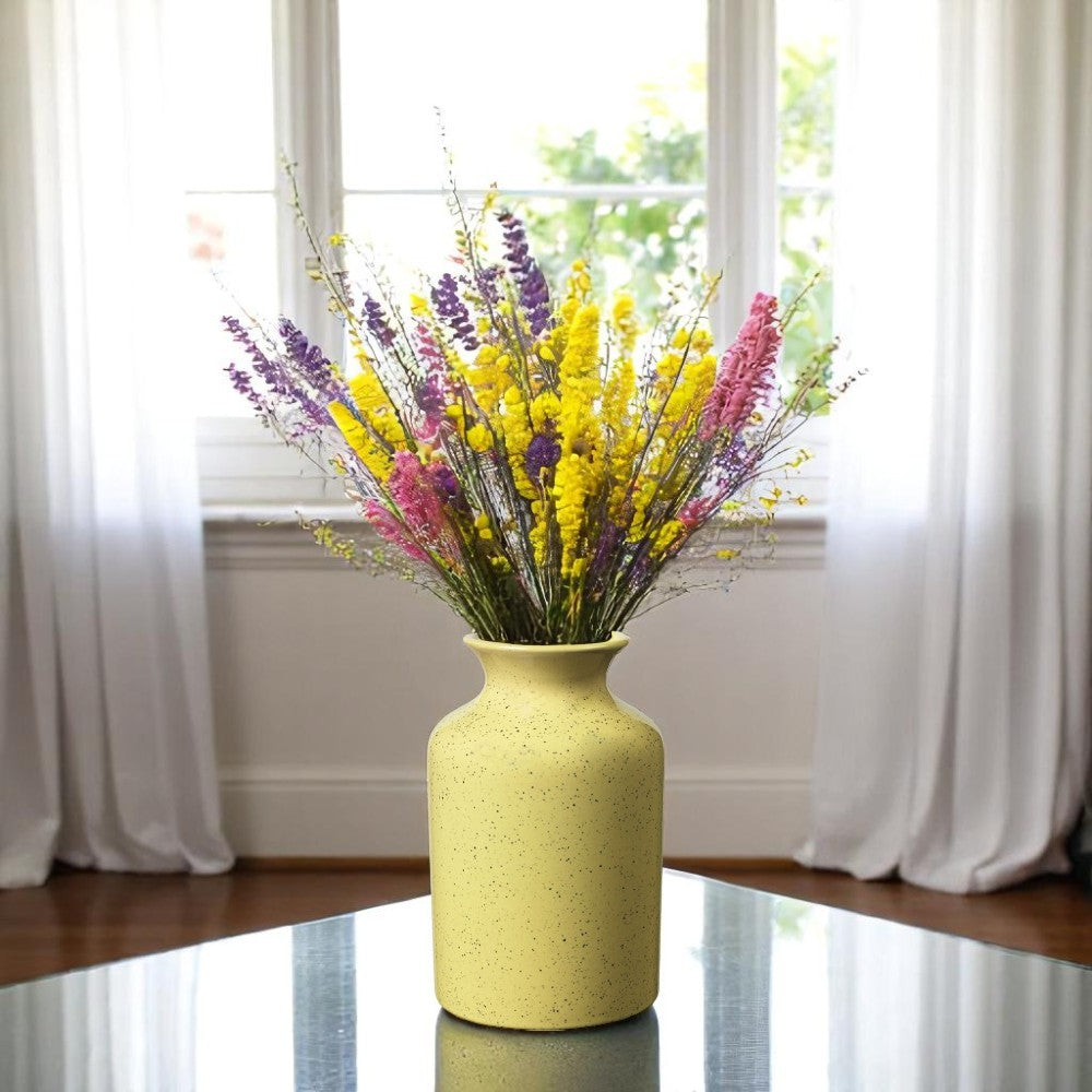 Ceramic Speckled Vase - Yellow