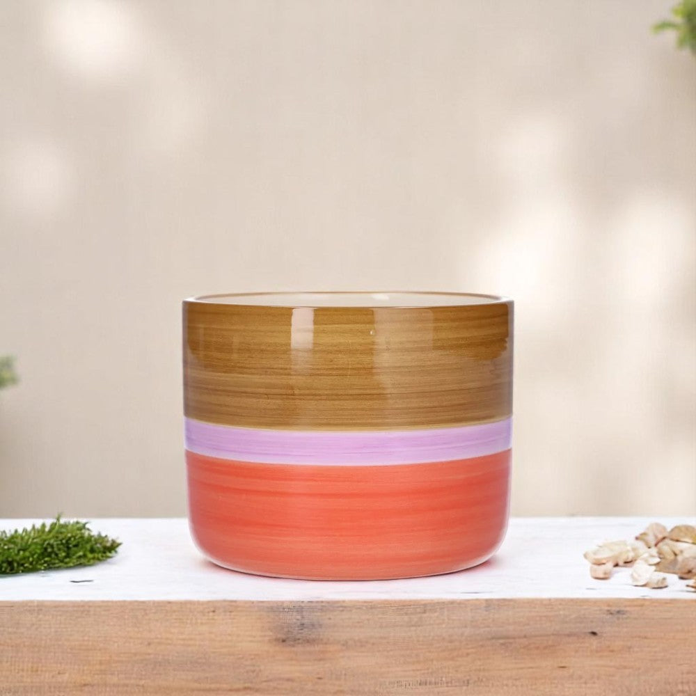 Dolomite Round Plant Pot - Red/Brown