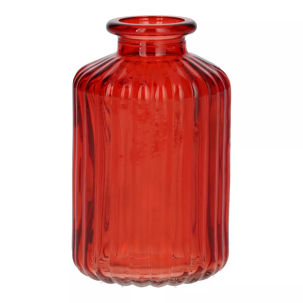 Mini Ribbed Bud Vase - Cherry Red