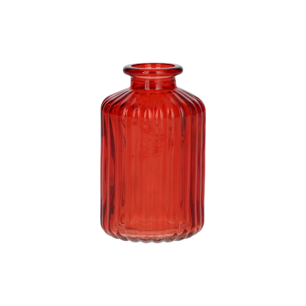 Mini Ribbed Bud Vase - Cherry Red