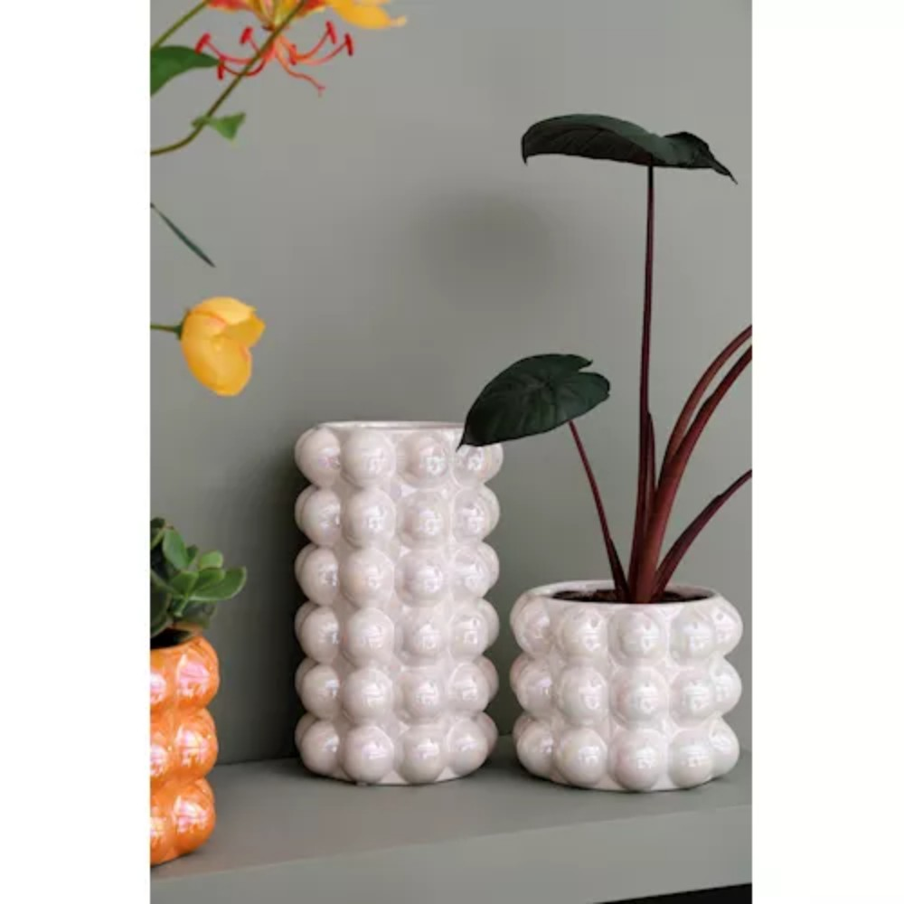 Pearl Finish Ceramic Bubble Pot - Sand