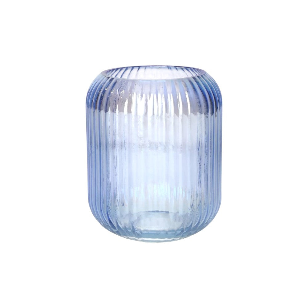 Iridescent Ribbed Glass Vase - Lavender