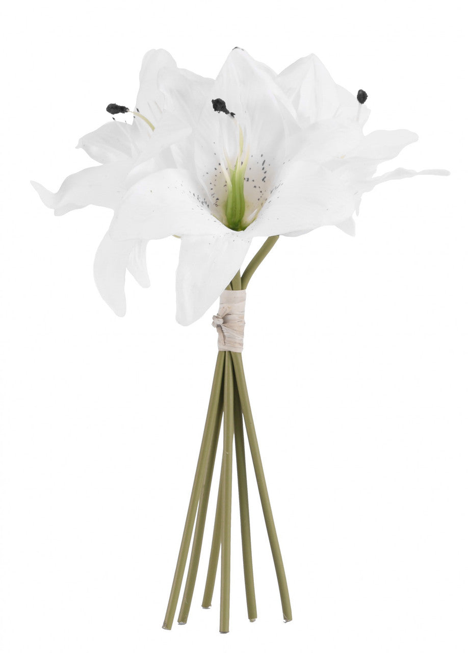 White Artificial Silk Lily Bouquet 6 Lily Heads