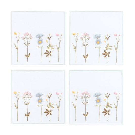 Floral Glass Coaster Set