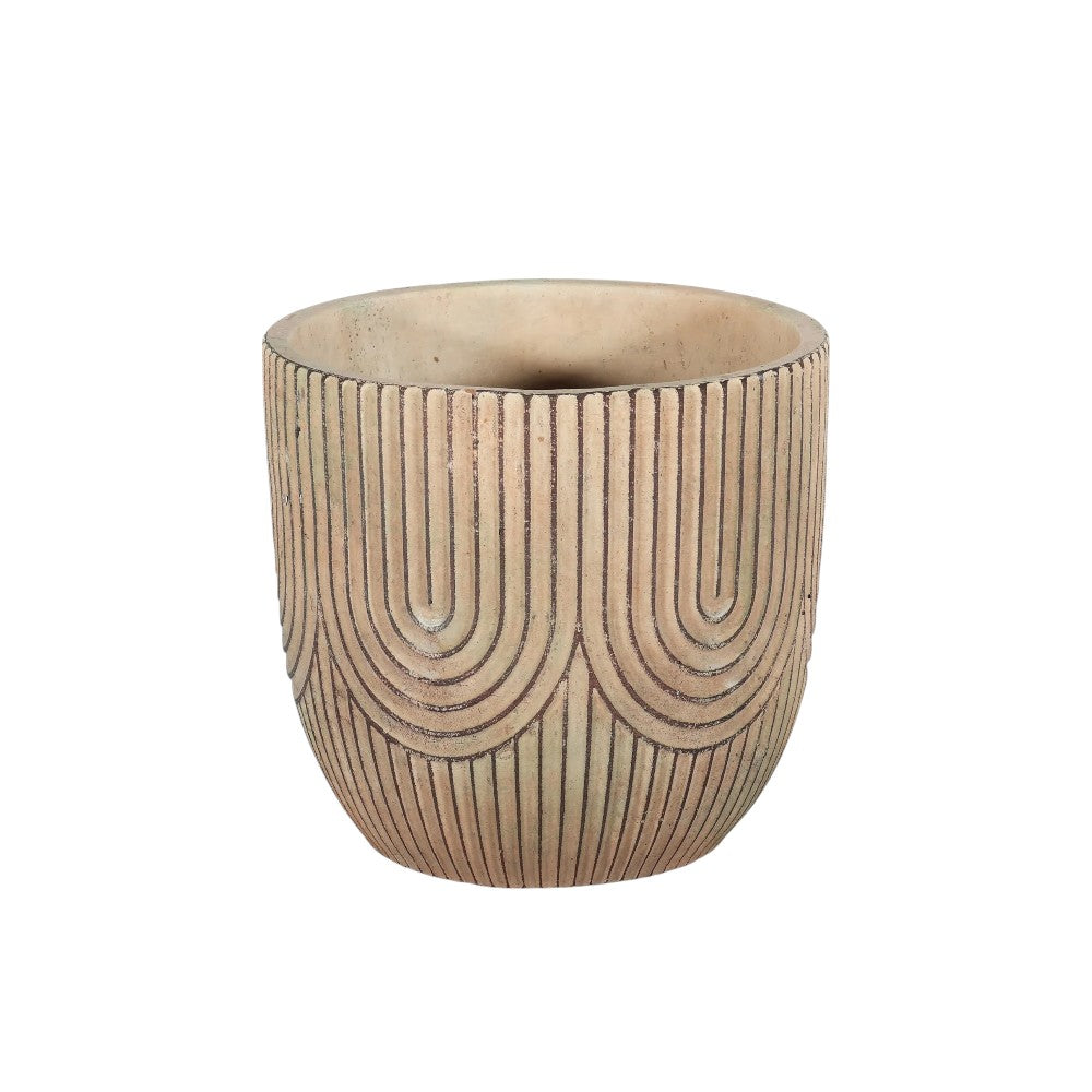 Cement Art Deco-style Plant Pot (H12.5 x W13.5cm)