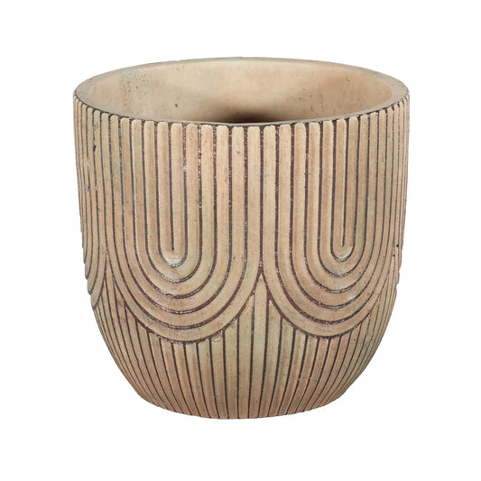 Cement Art Deco-style Plant Pot (H14 x W15cm)