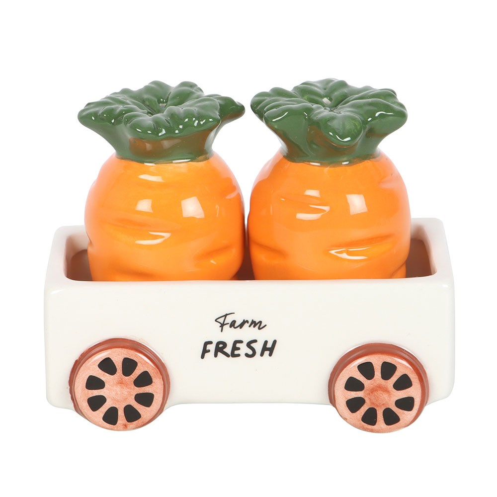 Carrot Salt and Pepper Shakers & Wagon