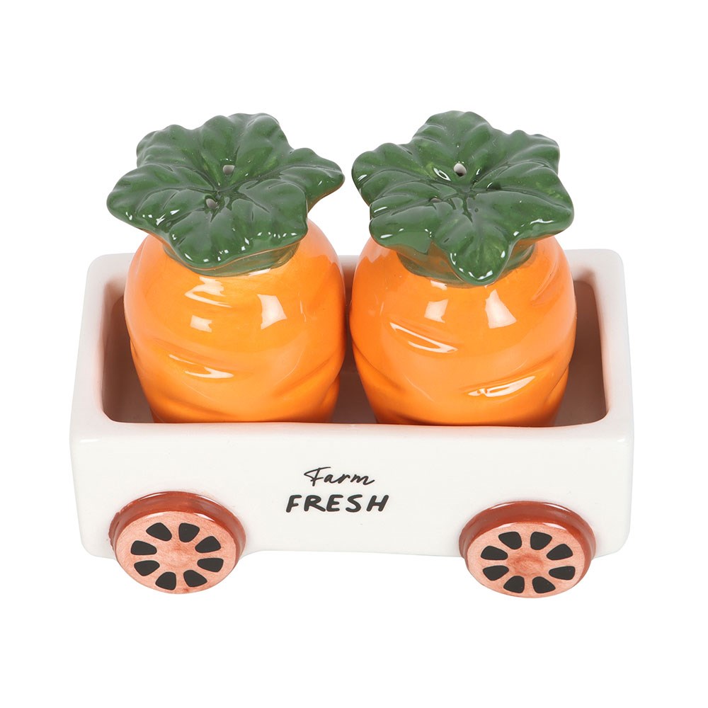 Carrot Salt and Pepper Shakers & Wagon