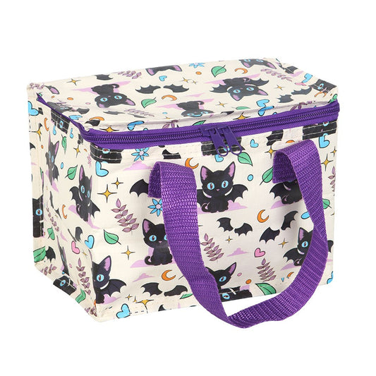 Cute and Creepy Cat Print Insulated Lunch Bag