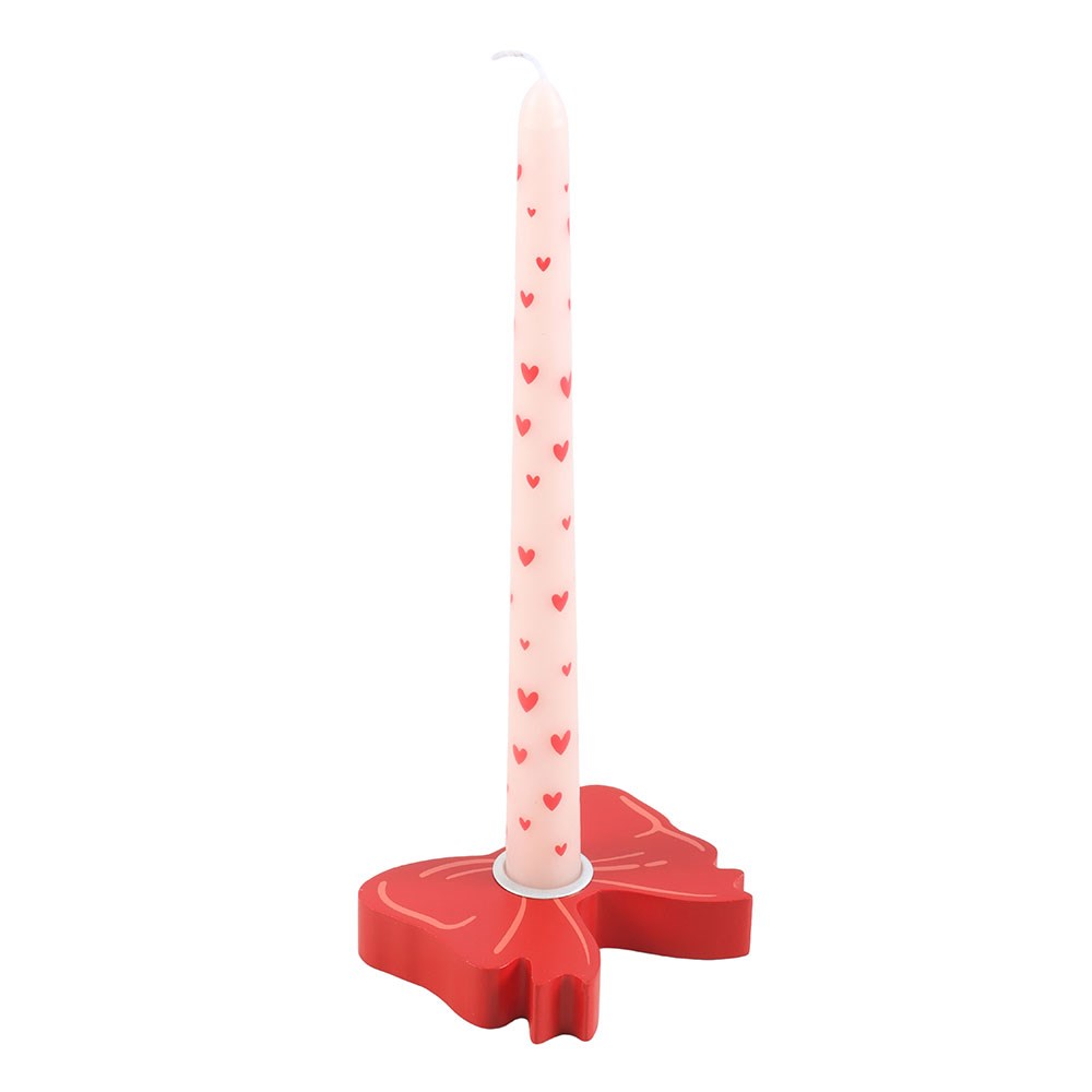 Red Bow Taper Candle Holder