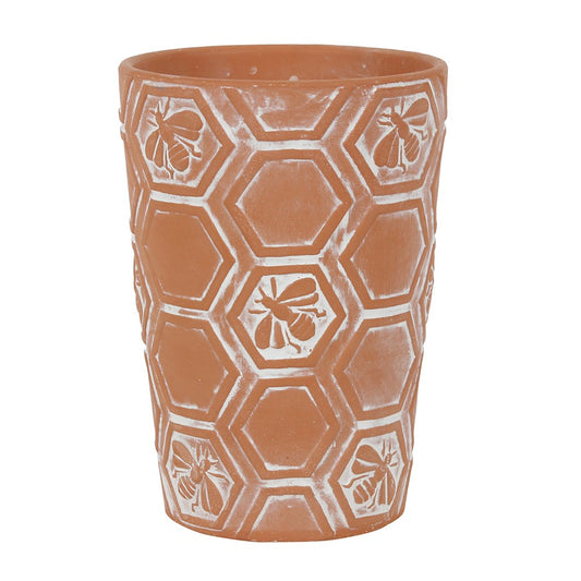 Terracotta Honeycomb and Bee Plant Pot