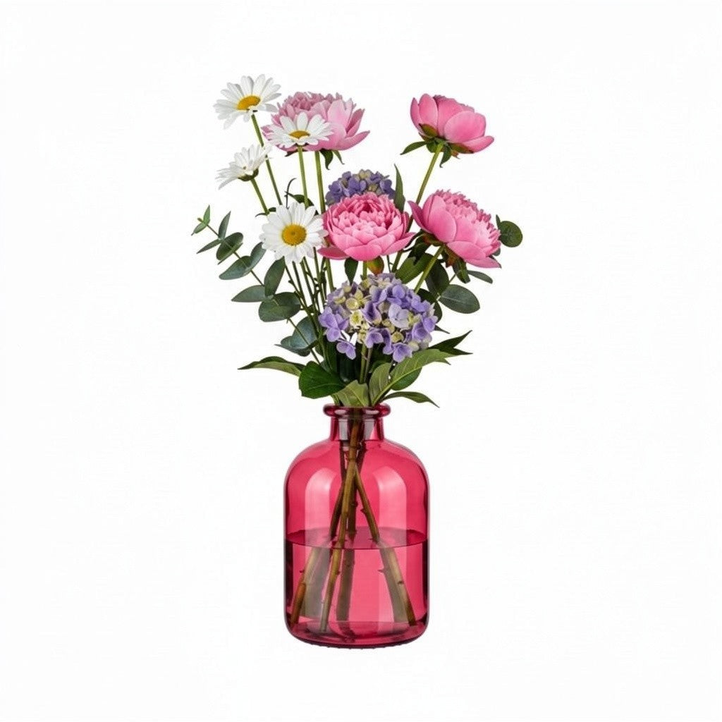Classic Rounded Glass Bottle Vase - Pink