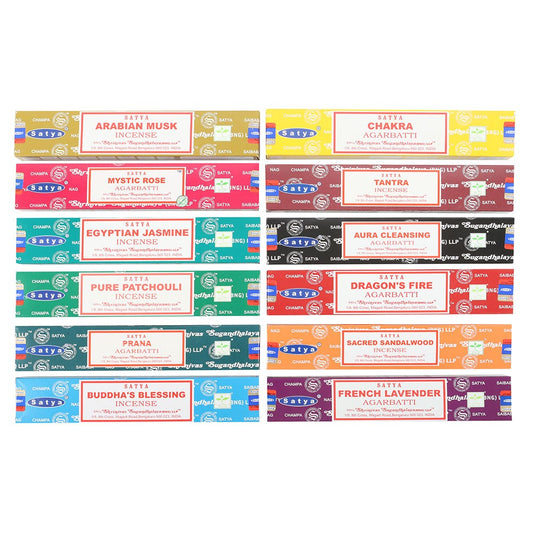 12 Packs of Assorted Fragrance Incense Sticks by Satya