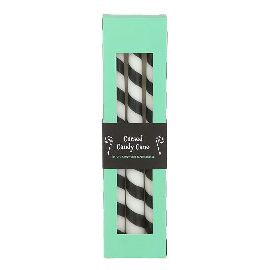Set of 3 Black Candy Cane Taper Candles