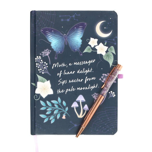 Midnight Moth A5 Journal with Amethyst Pen