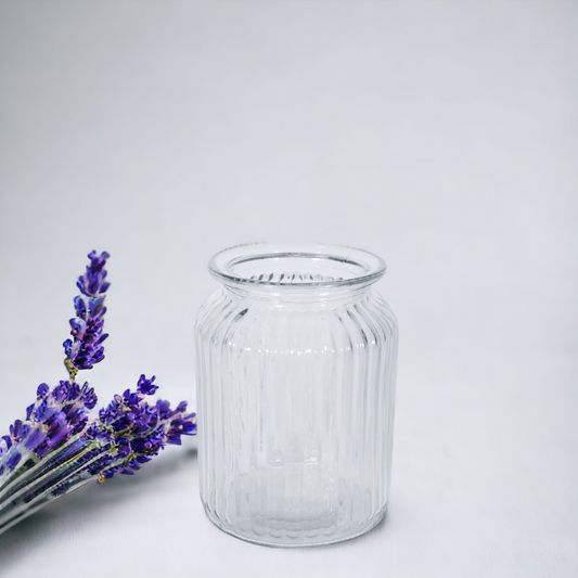 Clear Ribbed Glass Jar Vase (14.5 cm)