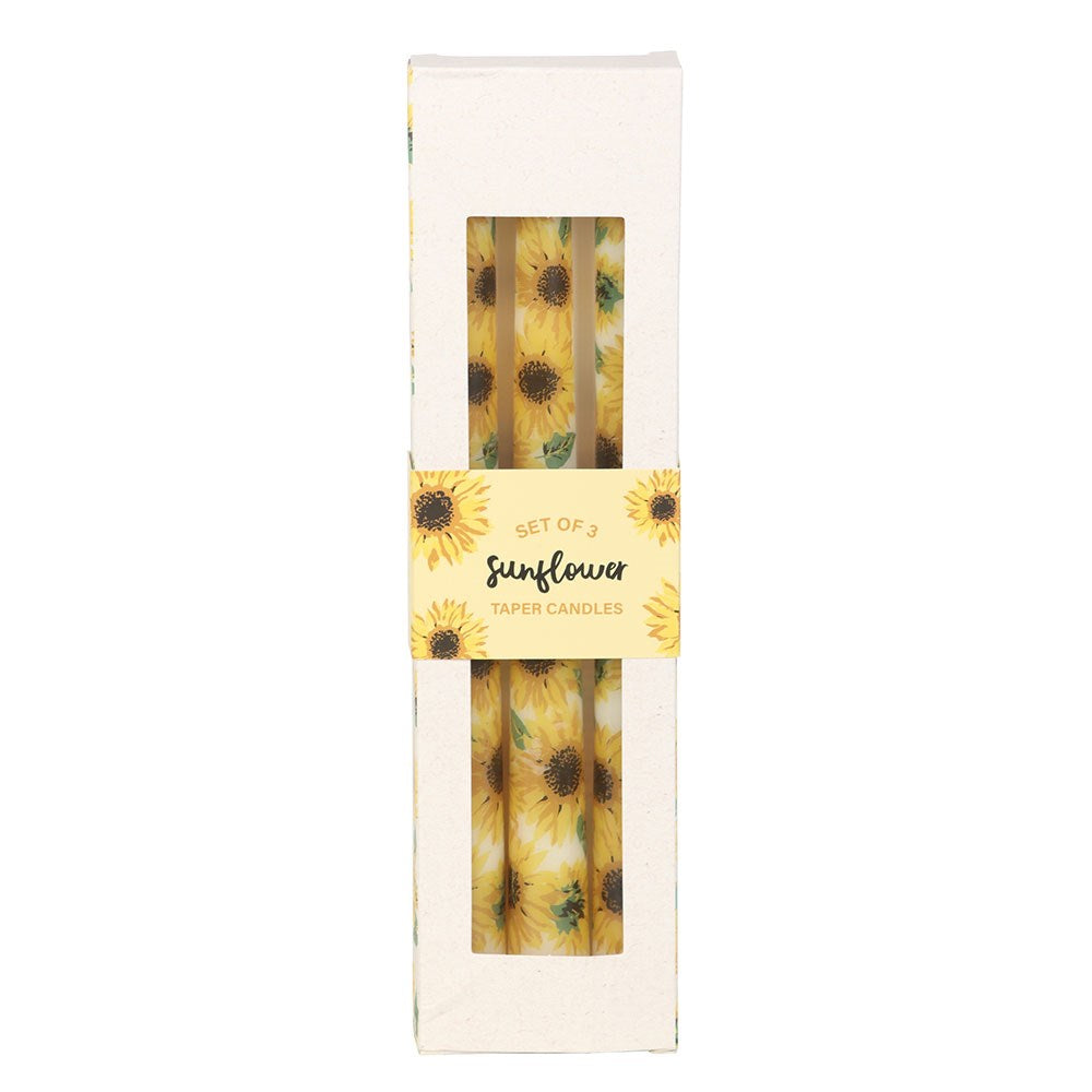 Set of 3 Sunflower Unscented Taper Candles