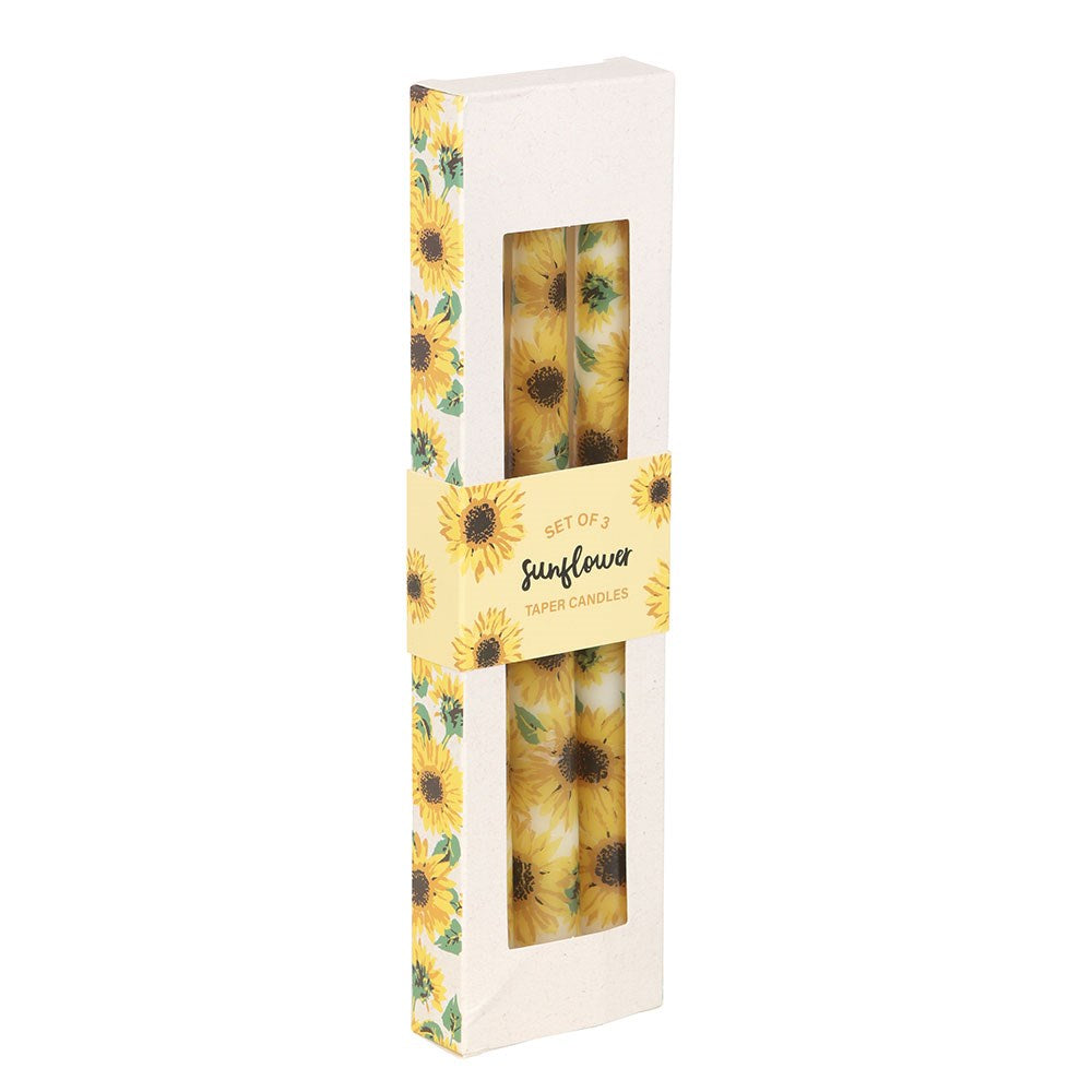 Set of 3 Sunflower Unscented Taper Candles