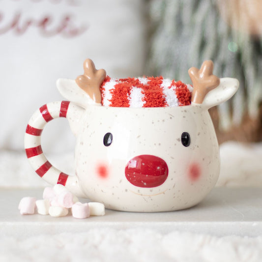 Rudolph Reindeer Mug and Socks Set