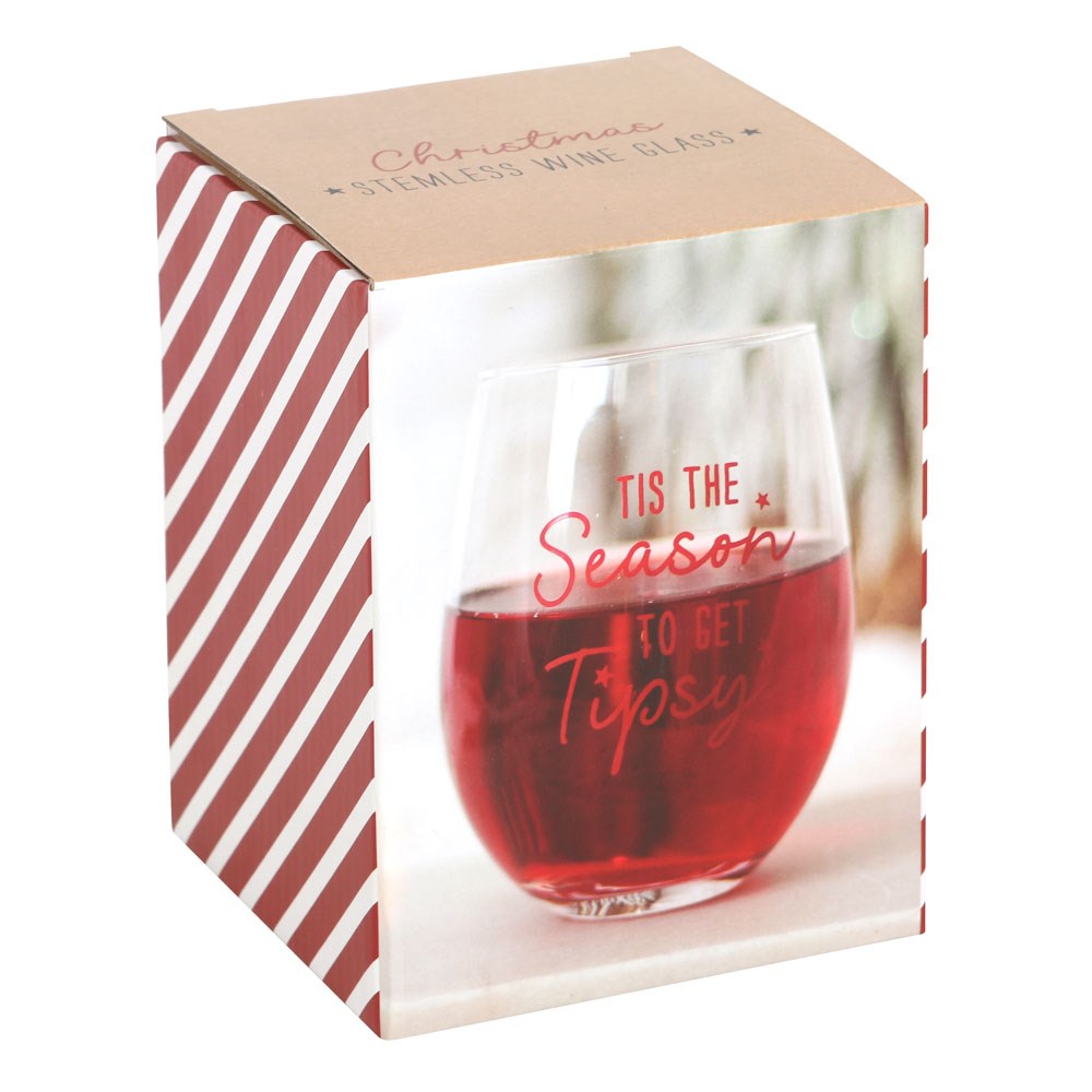 Tis The Season to Get Tipsy Stemless Glass