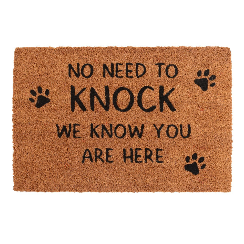 No Need To Knock Paw Print Coir Doormat