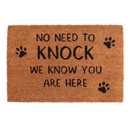 No Need To Knock Paw Print Coir Doormat