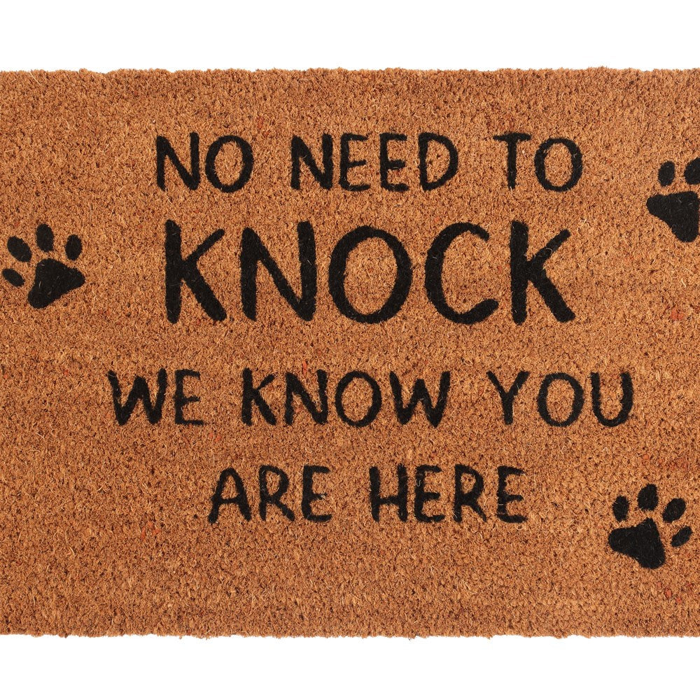 No Need To Knock Paw Print Coir Doormat